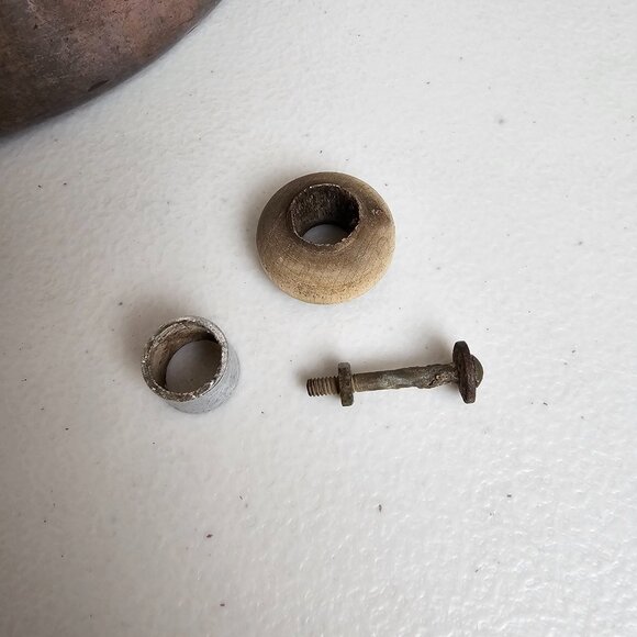 Vintage Copper Teapot Kettle Wood Handle Primitive Rustic Farmhouse DECOR ONLY - Picture 2 of 8